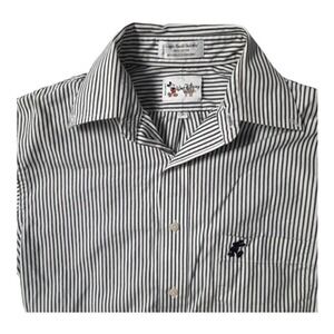 WDW Mickey Mouse logo Mens Small striped oxford long sleeve button down shirt